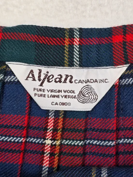 Aljean Canada Pure Virgin Wool Tartan Plaid Kilt Wrap Skirt Medium 30 Waist - Picture 3 of 5